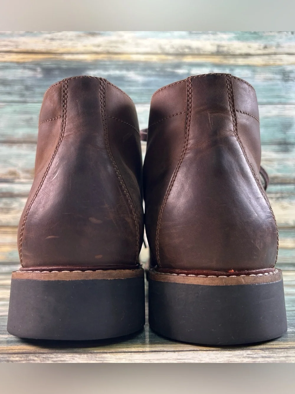 BOSTONIAN Lace Up Ankle Boot Size 10.5 Brown Leather Moc Toe Combat Chukka READ